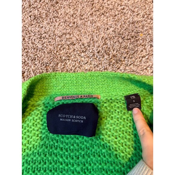 Scotch & Soda Chunky Knit Wool-Blend Open-Front Green Cardigan Sweater Small - Picture 11 of 14
